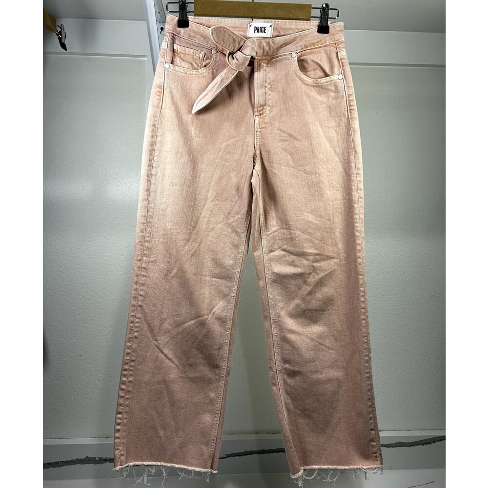 PAIGE Pink Straight Leg Jeans with Waist Tie